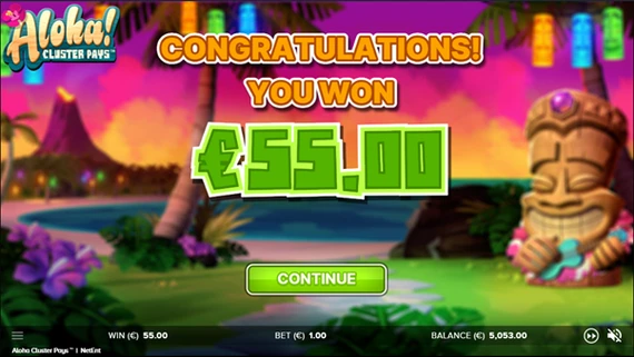 aloha cluster pays free spins winnings